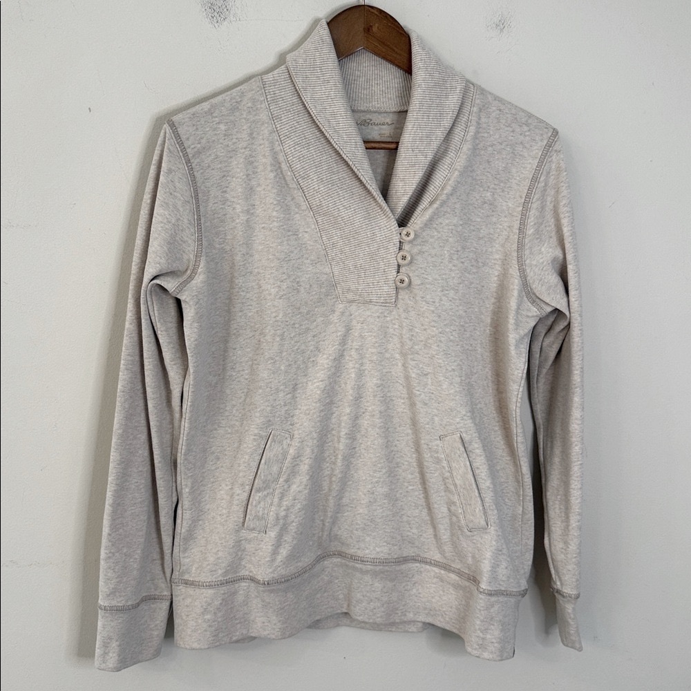 Eddie Bauer Cream Shawl Collar Pullover Sweater